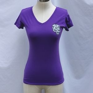 Ladies short sleeve Harley Davidson T-shirt, Mardi Gras New Orleans, purple, S